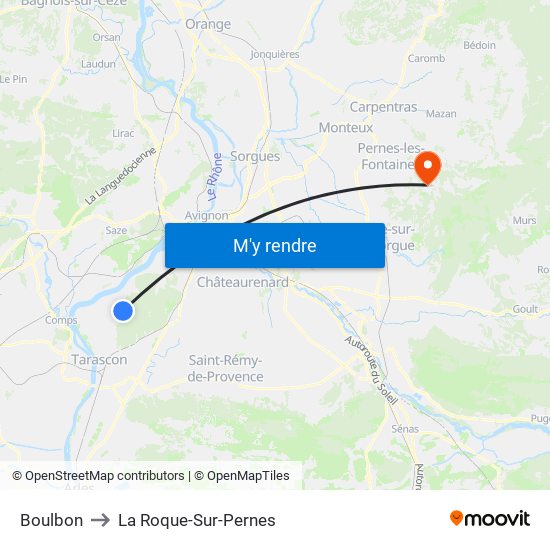Boulbon to La Roque-Sur-Pernes map