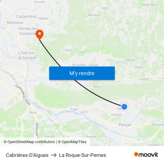 Cabrières-D'Aigues to La Roque-Sur-Pernes map