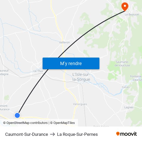 Caumont-Sur-Durance to La Roque-Sur-Pernes map