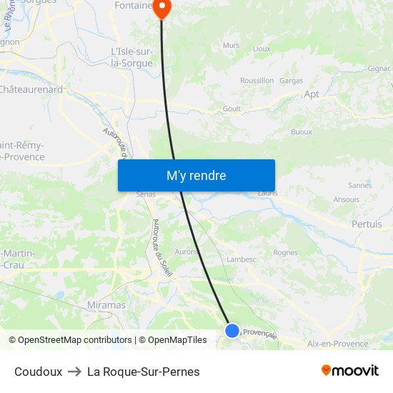 Coudoux to La Roque-Sur-Pernes map
