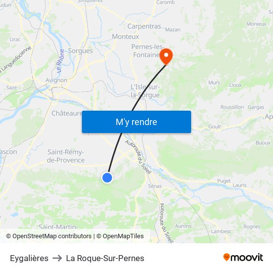 Eygalières to La Roque-Sur-Pernes map