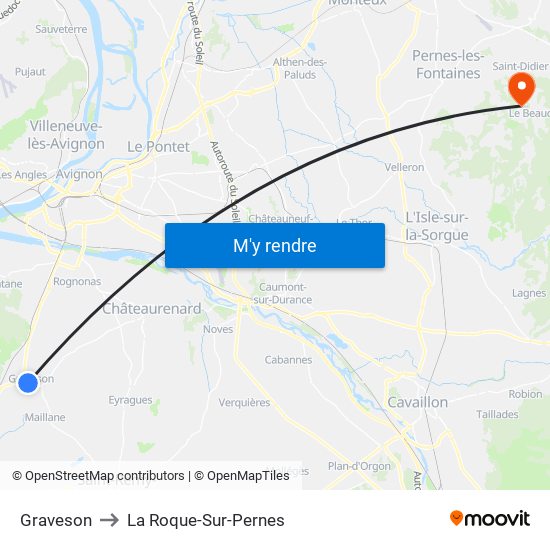 Graveson to La Roque-Sur-Pernes map