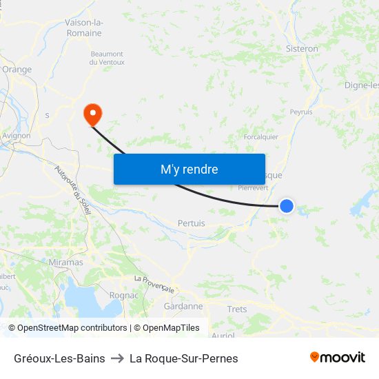 Gréoux-Les-Bains to La Roque-Sur-Pernes map