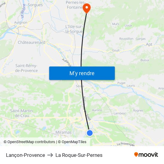 Lançon-Provence to La Roque-Sur-Pernes map