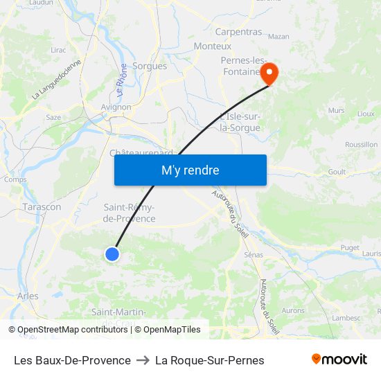 Les Baux-De-Provence to La Roque-Sur-Pernes map
