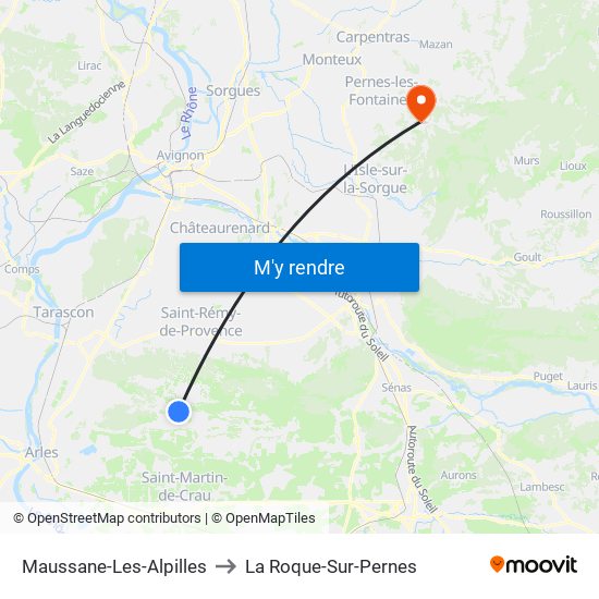 Maussane-Les-Alpilles to La Roque-Sur-Pernes map