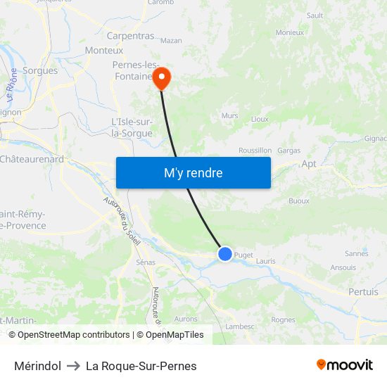 Mérindol to La Roque-Sur-Pernes map