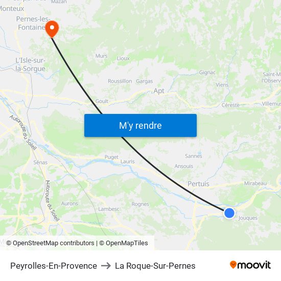 Peyrolles-En-Provence to La Roque-Sur-Pernes map