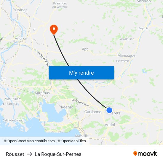 Rousset to La Roque-Sur-Pernes map