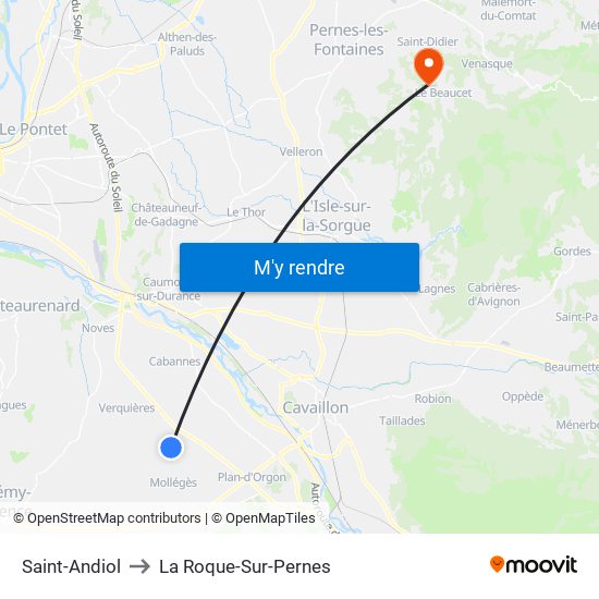 Saint-Andiol to La Roque-Sur-Pernes map