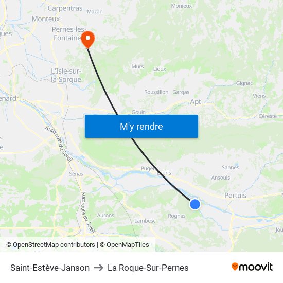 Saint-Estève-Janson to La Roque-Sur-Pernes map