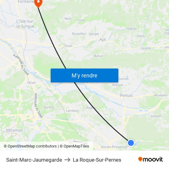 Saint-Marc-Jaumegarde to La Roque-Sur-Pernes map