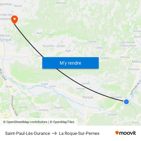 Saint-Paul-Lès-Durance to La Roque-Sur-Pernes map