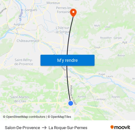 Salon-De-Provence to La Roque-Sur-Pernes map