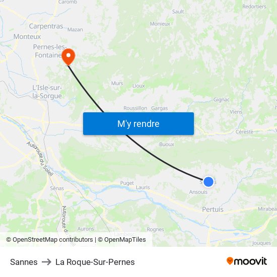 Sannes to La Roque-Sur-Pernes map
