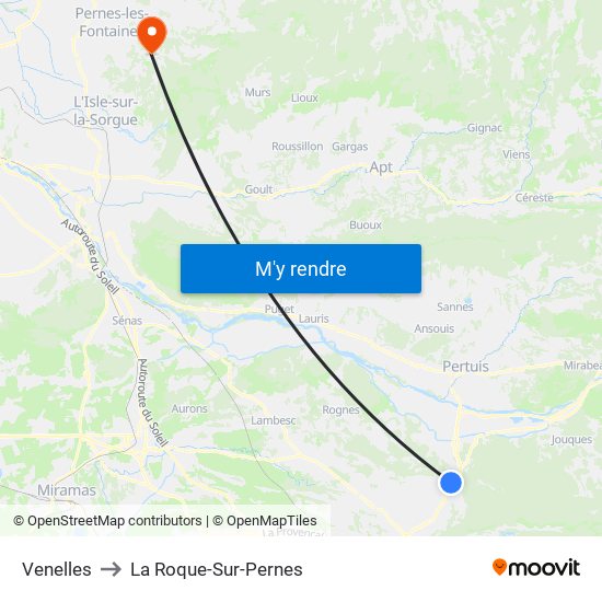 Venelles to La Roque-Sur-Pernes map