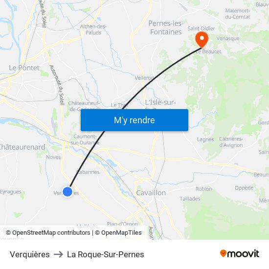 Verquières to La Roque-Sur-Pernes map