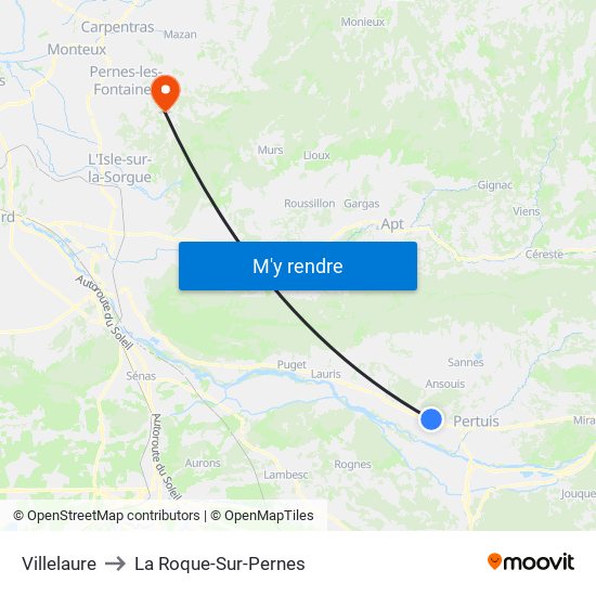 Villelaure to La Roque-Sur-Pernes map