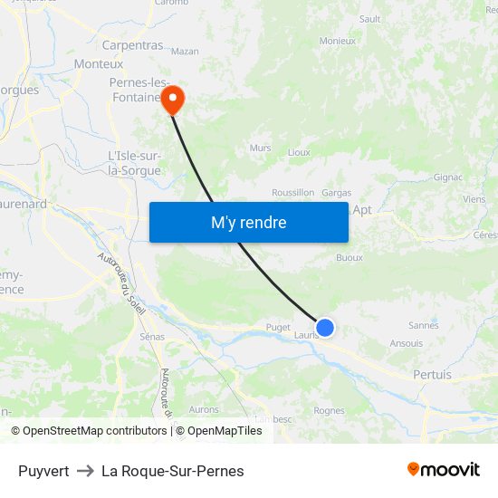 Puyvert to La Roque-Sur-Pernes map