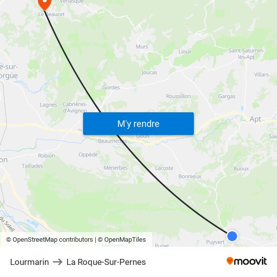 Lourmarin to La Roque-Sur-Pernes map