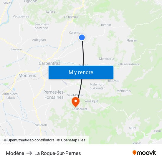 Modène to La Roque-Sur-Pernes map