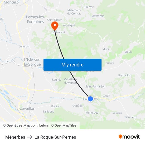 Ménerbes to La Roque-Sur-Pernes map