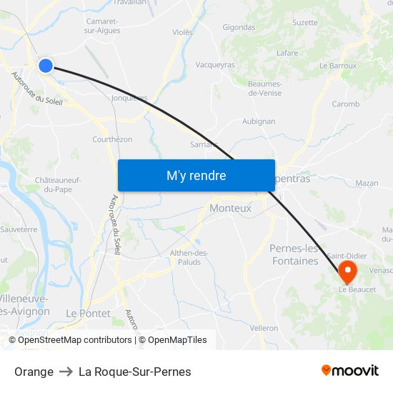 Orange to La Roque-Sur-Pernes map