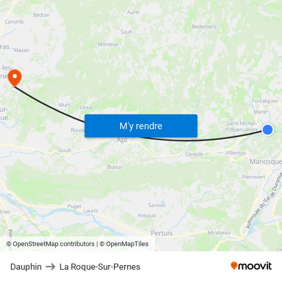 Dauphin to La Roque-Sur-Pernes map