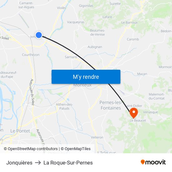 Jonquières to La Roque-Sur-Pernes map