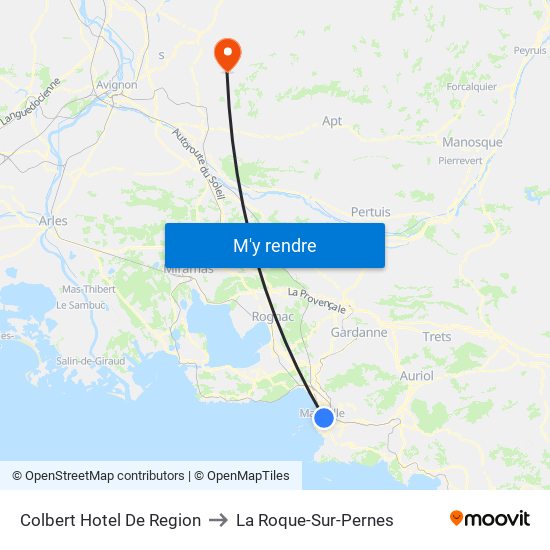 Colbert Hotel De Region to La Roque-Sur-Pernes map