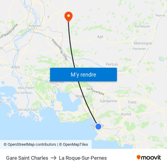 Gare Saint Charles to La Roque-Sur-Pernes map