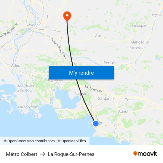 Métro Colbert to La Roque-Sur-Pernes map