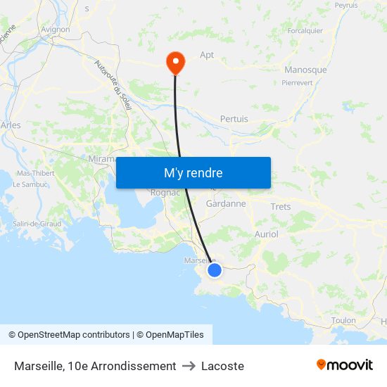 Marseille, 10e Arrondissement to Lacoste map