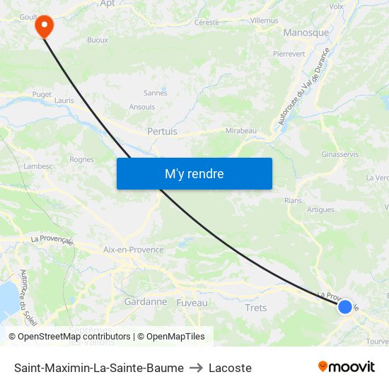 Saint-Maximin-La-Sainte-Baume to Lacoste map