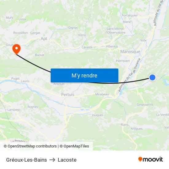 Gréoux-Les-Bains to Lacoste map