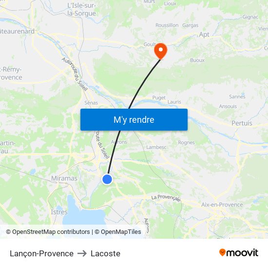 Lançon-Provence to Lacoste map