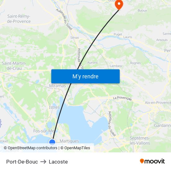 Port-De-Bouc to Lacoste map