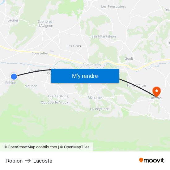 Robion to Lacoste map