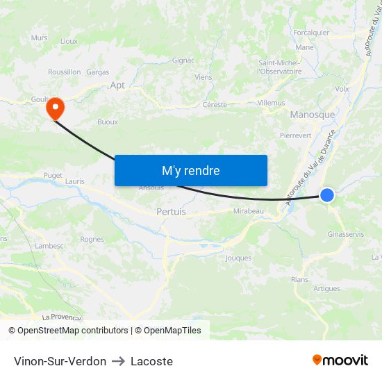 Vinon-Sur-Verdon to Lacoste map