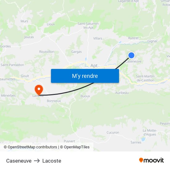 Caseneuve to Lacoste map