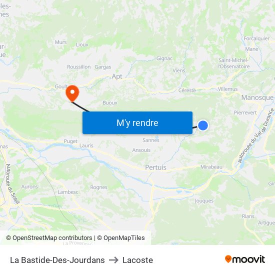 La Bastide-Des-Jourdans to Lacoste map