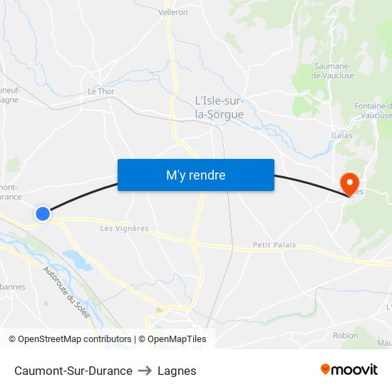 Caumont-Sur-Durance to Lagnes map