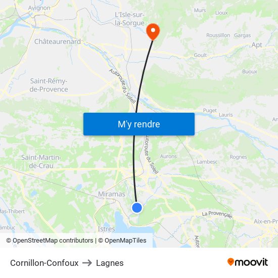 Cornillon-Confoux to Lagnes map