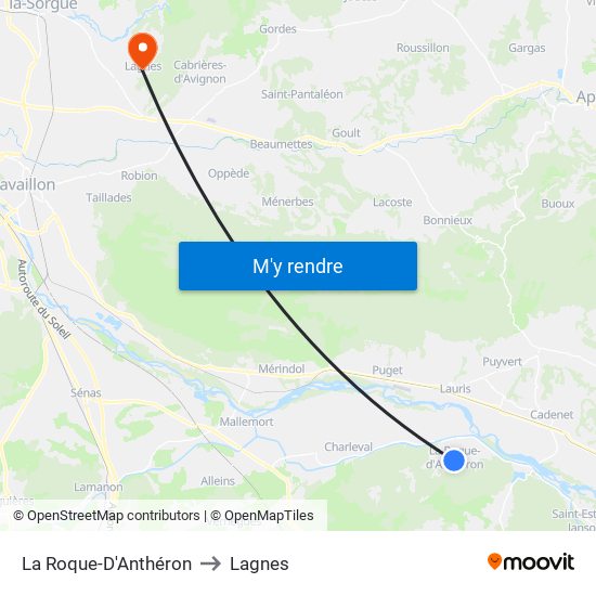 La Roque-D'Anthéron to Lagnes map