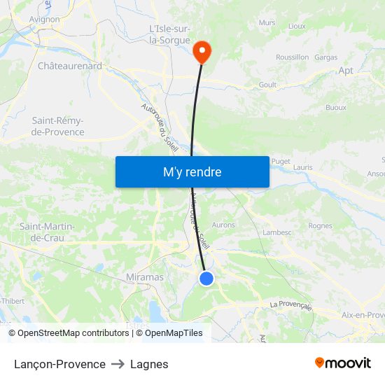 Lançon-Provence to Lagnes map