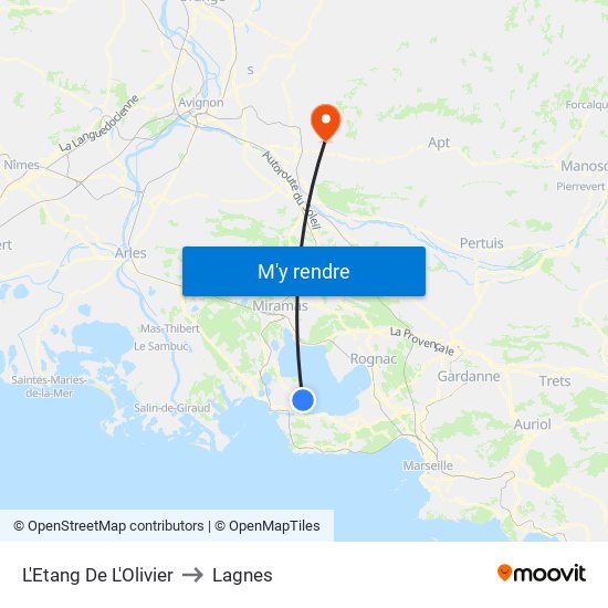 L'Etang De L'Olivier to Lagnes map