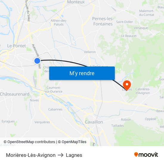 Morières-Lès-Avignon to Lagnes map