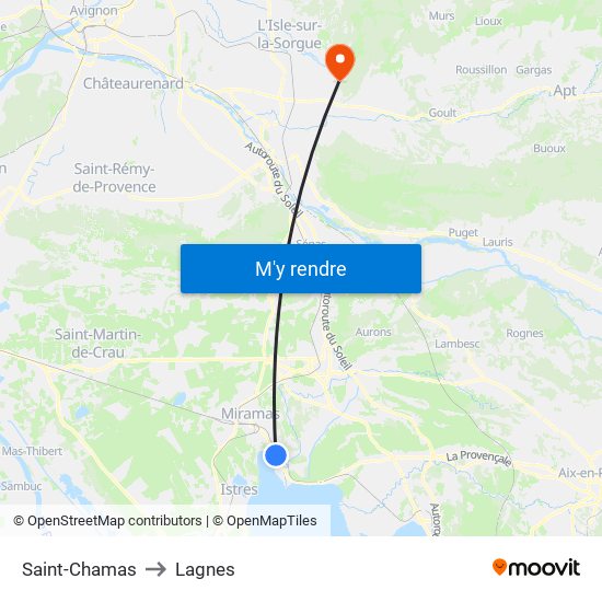 Saint-Chamas to Lagnes map