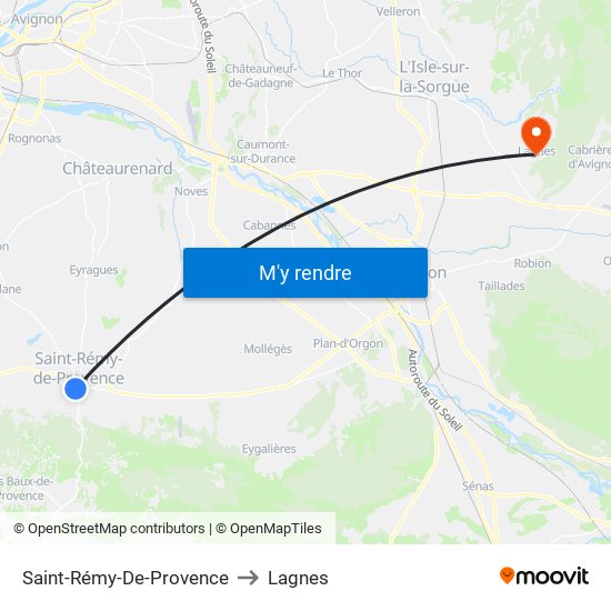 Saint-Rémy-De-Provence to Lagnes map
