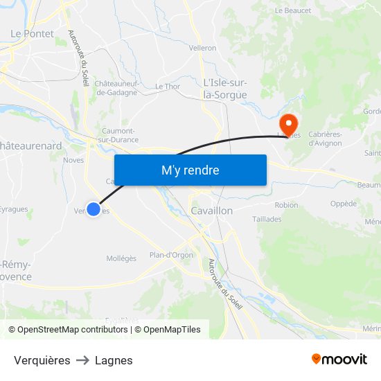 Verquières to Lagnes map